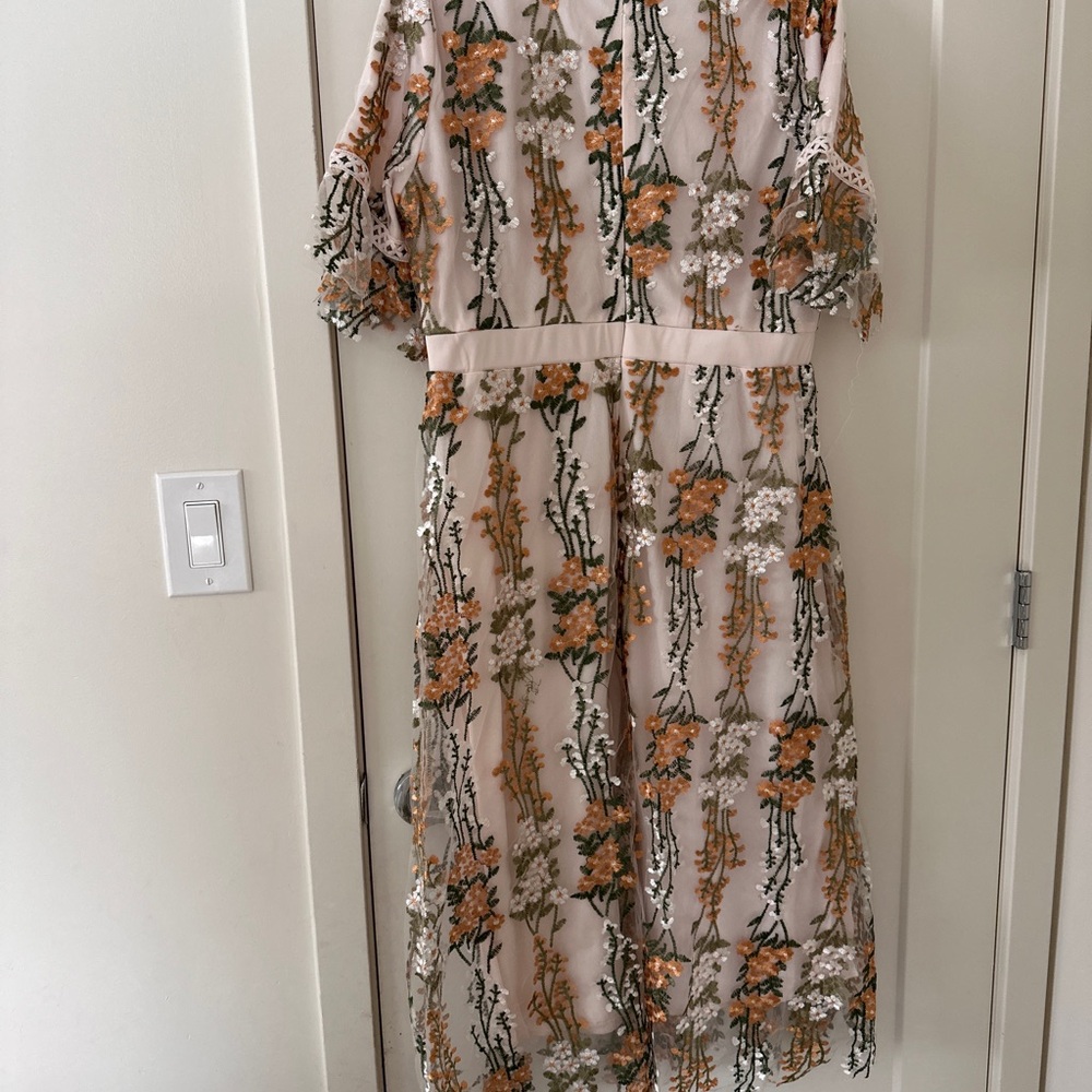 Embroidered Floral Midi Dress in Blush - Picture 7 of 7